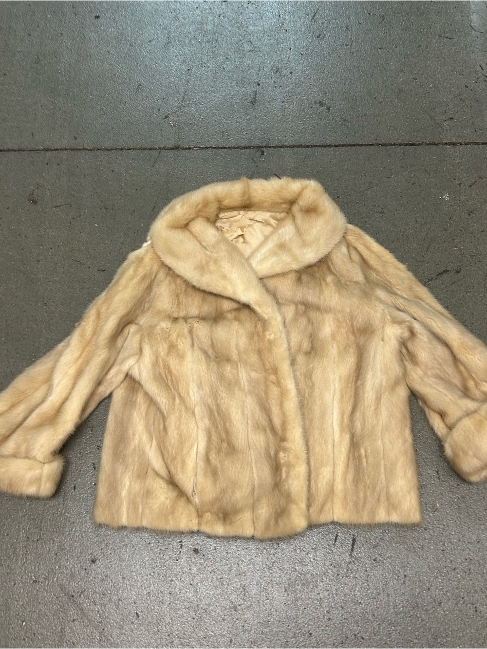 VTG Luxurious Cream Mink Fur Short Jacket NEEDS REPAIR
